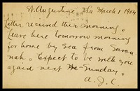 A.J.C. [Alfred Clarke] in St. Augustine, FL to his brother, Will, in D.C.