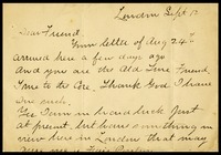 Charlie G. [Guyon], in London, to Dear Friend [Will Clarke]