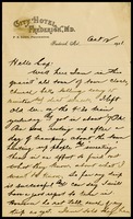 Charlie [Linkins], on City Hotel in Frederick, Md. notepaper, to Cap [Will Clarke]