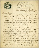 Frank L. Averill, on State of New York Senate Chamber in Long Island, N.Y. letterhead, to Friend Clarke [Will]
