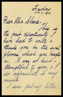 Florence Davis to Mr. Clarke [Alfred or Will]