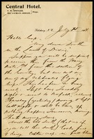 Hairy Mate [Charles Linkins], on Central Hotel in Salisbury, N.C. notepaper, to Cap. [Will Clarke]