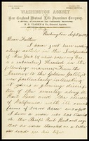 J.A. [John] Clarke, in D.C., on Washington Agency of the New England Life Insurance Company, to his father, William, in N.Y.