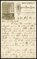 William Clarke, on Smith & McNell's Hotel and Dining Room in N.Y. note paper, to his wife, Elizabeth