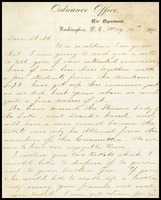 William D. Postal, on Ordnance Office of War Department letterhead, to Will [Clarke]