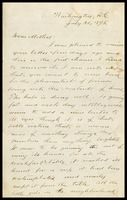 Willie [Will Clarke], in D.C. to his Mother, [Elizabeth], in N.Y.