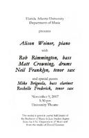 Recital by Alison Weiner (Piano) - November 2007