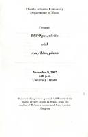 Recital by Idil Ogut (Violin) with Amy Lim (Piano) – November 2007