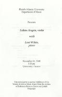 Recital by Lehins Aragon (Violin) and Loni White (Piano) - November 2008