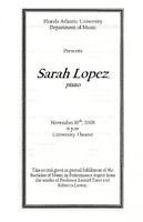  Recital by Sarah Lopez (Piano) - November 2008