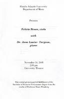 Recital by Felicia Besan (Viola) and Dr. Anne Louise-Turgeon (Piano) - November 2008