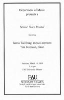 Senior Voice Recital by Jenna Weisberg (Mezzo-Soprano) - March 2009