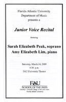Recital by Sarah Elizabeth Peak (Piano) and Amy Elizabeth Lim (Piano)-March 2009