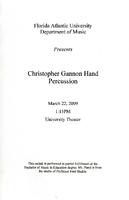 Recital Christopher Gannon Hand (Percussion) - March 2009