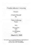 Senior Recital by  Sonia Galarraga (Piano) - March 2009