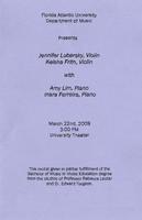 Recital by Jennifer Lubarsky (Violin) and Keisha Frith (Violin) - March 2009