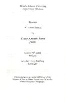 Recital by Corey Jones (Piano) - March 2008