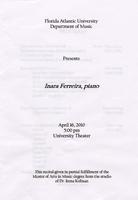 Recital by Inara Ferreira (Piano) - Spring 2010