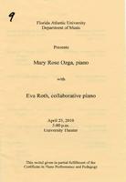 Recital by Mary Rose Ozga (piano) - Spring 2010