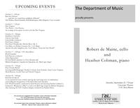 Recital by Robert de Maine (cello) & Heather Coltman (piano) - Fall 2010