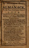 An astronomical diary : or, Almanack for the Year of Our Lord Christ, 1775. Being the third after Bissextile or Leap-Year. Calculated for the Meridian of New-Haven, in New-England, Lat. 41 Deg. 20 Min. North.