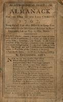 An astronomical diary : or, Almanack for the Year of Our Lord Christ, 1762. Being the second year after Bissextile or Leap-Year. Calculated for the Meridian of Boston, New-England, Lat. 42 Deg. 25 Min. North.