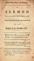 Good news from a far country. : a sermon preached at Boston, May 17. 1766.