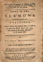 Reformation of manners, of absolute necessity in order to conciliate the Divine favour, in times of public evil and distress. 