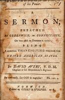 The Lord is to be praised for the triumphs of his power. : A sermon, preached at Greenwich, in Connecticut, on the 18th of December 1777. : Being a general thanksgiving through the United American States.