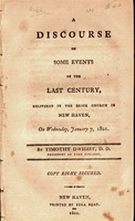 A discourse on some events of the last century : delivered in the Brick Church in New Haven on Wednesday, January 7, 1801 