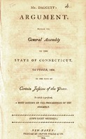 Mr. Daggett's Argument before the General Assembly of the State of Connecticut
