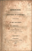 A discourse delivered at Cambridge in the hearing of the University, April 8, 1810