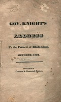 Gov. Knight's address to the farmers of Rhode-Island, October, 1832.