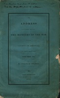 An address delivered before the members of the bar of the county of Bristol, Mass., at New-Bedford, June term, 1834 