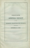 Thirtieth annual report of the Vermont Colonization Society : presented Oct. 18, 1849.