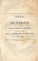 Speeches of Mr. Webster at Capon Springs, Virginia