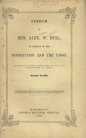 Speech of Hon. Alex. W. Buel, in defence of the Constitution and the Union. Delivered at a public dinner given to him by his fellow-citizens, at Detroit, November 19, 1850.