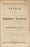 Speech of President Buchanan, on the evening of Monday, July 9, 1860.