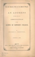 The free Christian state and the present struggle : an address delivered before the Association of the alumni of Bowdoin college.