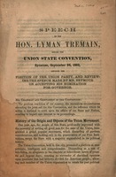 Speech of the Hon. Lyman Tremain, before the Union state convention, Syracuse, September 24, 1862