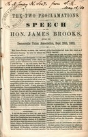 The two proclamations : speech of the Hon. James Brooks, before the Democratic Union Association, Sept. 29th, 1862.