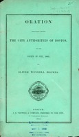 Oration delivered before the city authorities of Boston, on the fourth of July, 1863
