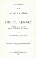 Sermon upon the assassination of Abraham Lincoln