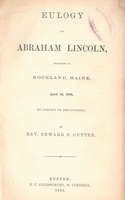 Eulogy on Abraham Lincoln : delivered at Rockland, Maine, April 19, 1865