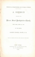 Personal Forgiveness and Public Justice, Booth, Robert Russell, April, 23 1865, Mercer Street Presbyterian Church, New York.