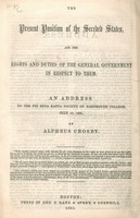 The present position of the seceded states, and the rights and duties of the general government in respect to them. An address to the Phi Beta Kappa Society of Dartmouth College, July 19, 1865, by Alpheus Crosby