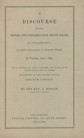 A discourse delivered before the congregation Mikvé Israel of Philadelphia, at their synagogue in Seventh street, on Thursday, June 1, 1865, the day appointed for fasting, humiliation, and prayer, for the untimely death of the late lamented President of t