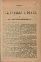 Address of Hon. Charles D. Drake, to the Radical Union men of Missouri
