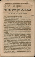 Address of the Printers' Grant and Colfax Club of the District of Columbia.