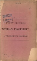 Piety secures the nation's prosperity : a thanksgiving discourse
